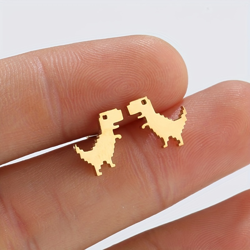 Men's Mini Dinosaur Stainless Steel Stud Earrings