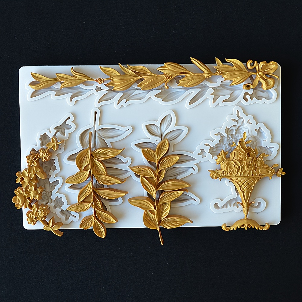 

Floral & Leaf Embossed Silicone Mold For Epoxy Resin, Diy Crafts - Ideal For Home Decor, Office Desk Accents, Cake Fondant, Chocolate Art, And Baking Accessories