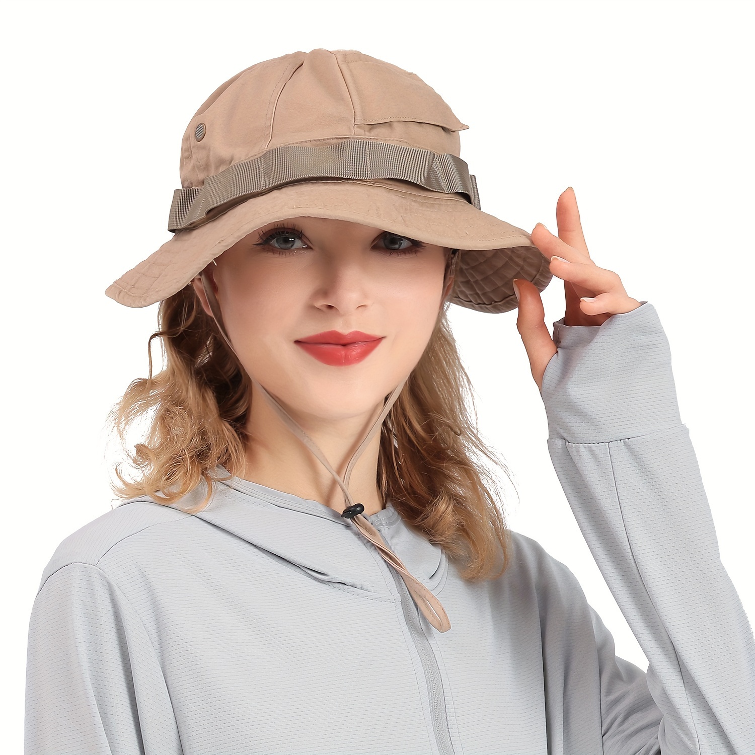Casual Washed Canvas Bucket Hat Side Pockets Design Women's - Temu