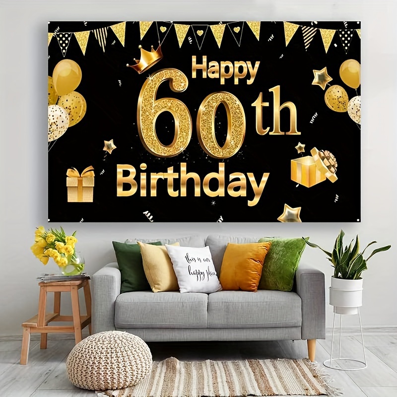 Decoraciones de cumpleaños 60 para hombres Banner de feliz