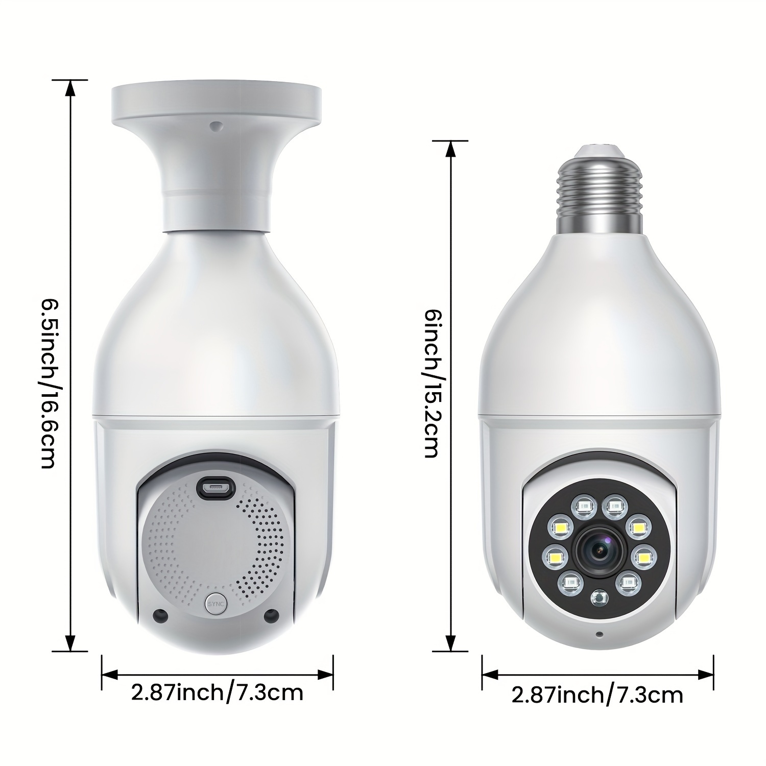  Bombilla 1080P Cámara inalámbrica de seguridad Wifi inteligente  para vigilancia en el hogar Atornille en el enchufe de la bombilla E27 Foco  Alarma de foco Visión nocturna a color Hablación 