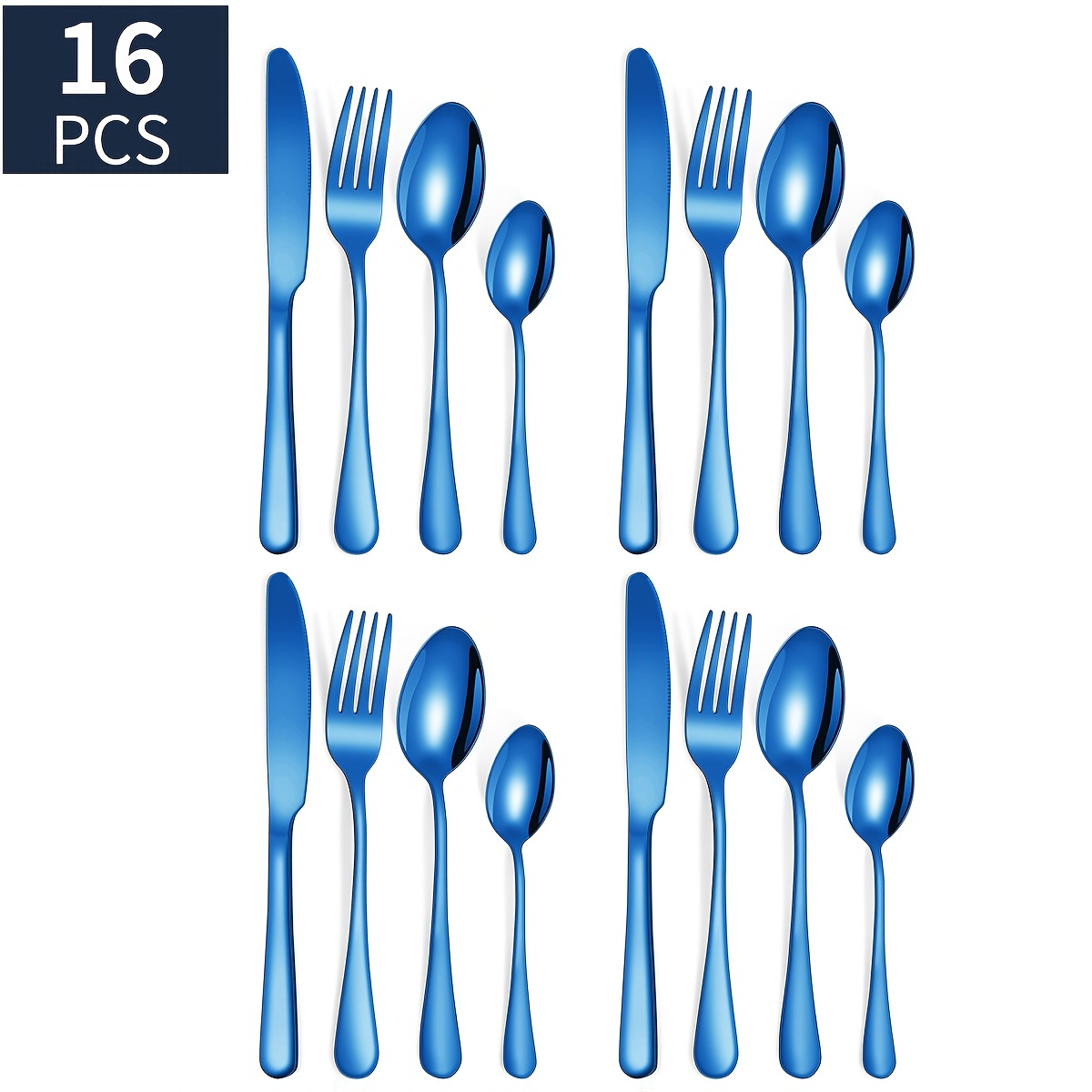 Stainless Steel Dinnerware - 16 Piece Family Pack