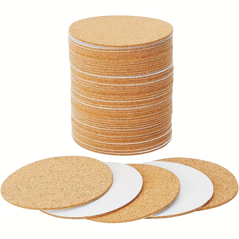 60 PCS self Adhesive Cork for Coasters Bulk,Coaster Bottoms  self Adhesive,Round Coaster Backing with self Adhesive,DIY Crafts Thin  Drinks Cork Coasters