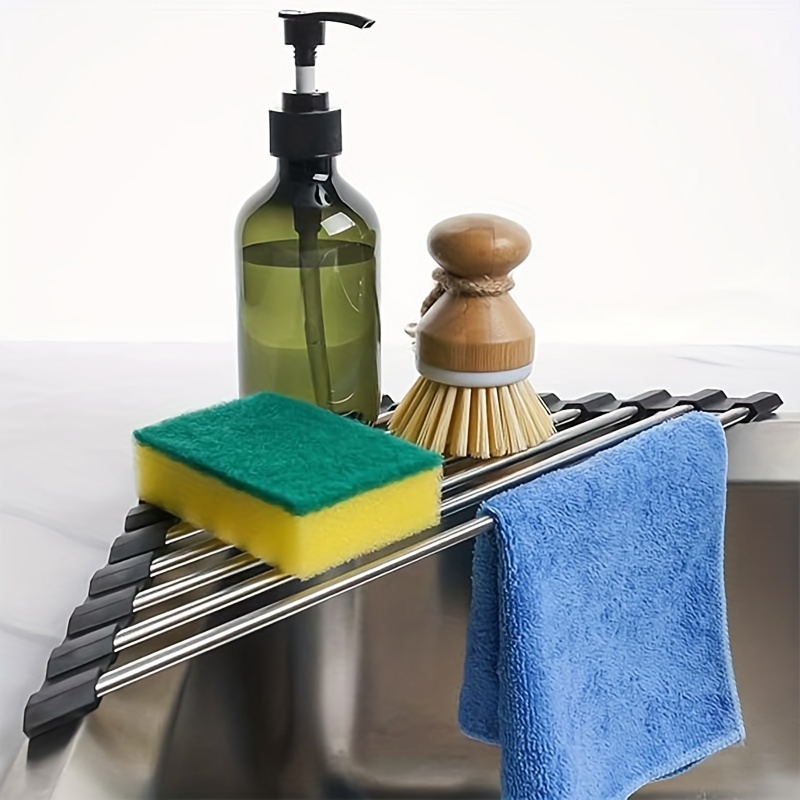 Roll Up Sponge Holder for Counter, Sink Organizer for Kitchen, Bathroom, Laundry Room
