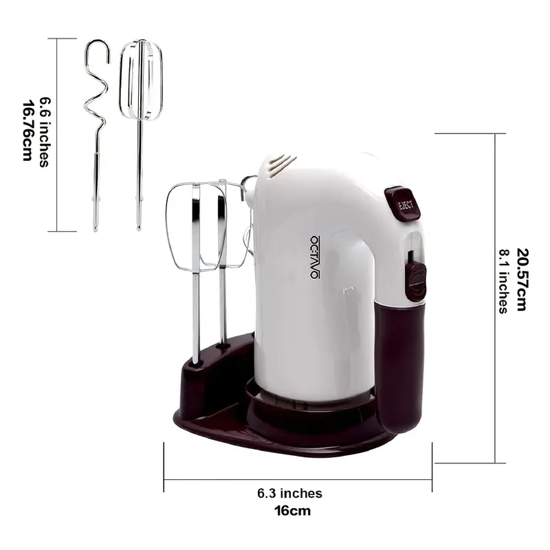 1pc powerful 5 speed hand mixer with storage base and eject button perfect for whipping dough cream cake and  details 3