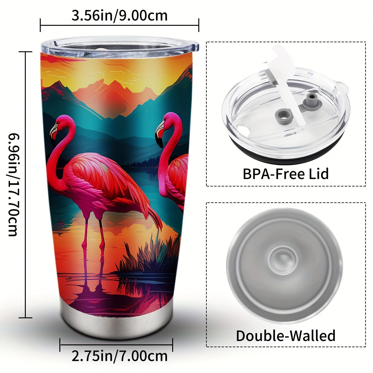 Crazy Flamingo Lady 40oz Stainless Steel Tumbler With Handle