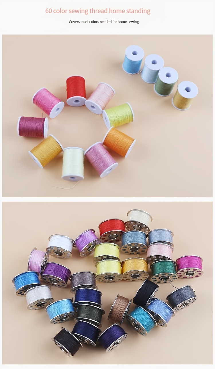 60pcs/set Hilo Coser Hilo Colores Vibrantes Poliéster - Temu