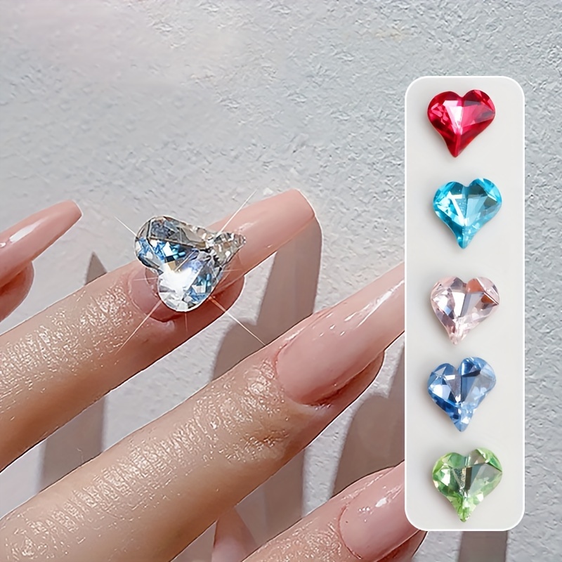 Red Nail Rhinestones Kit Multi Shapes Nail Art Gems Diamonds Flat