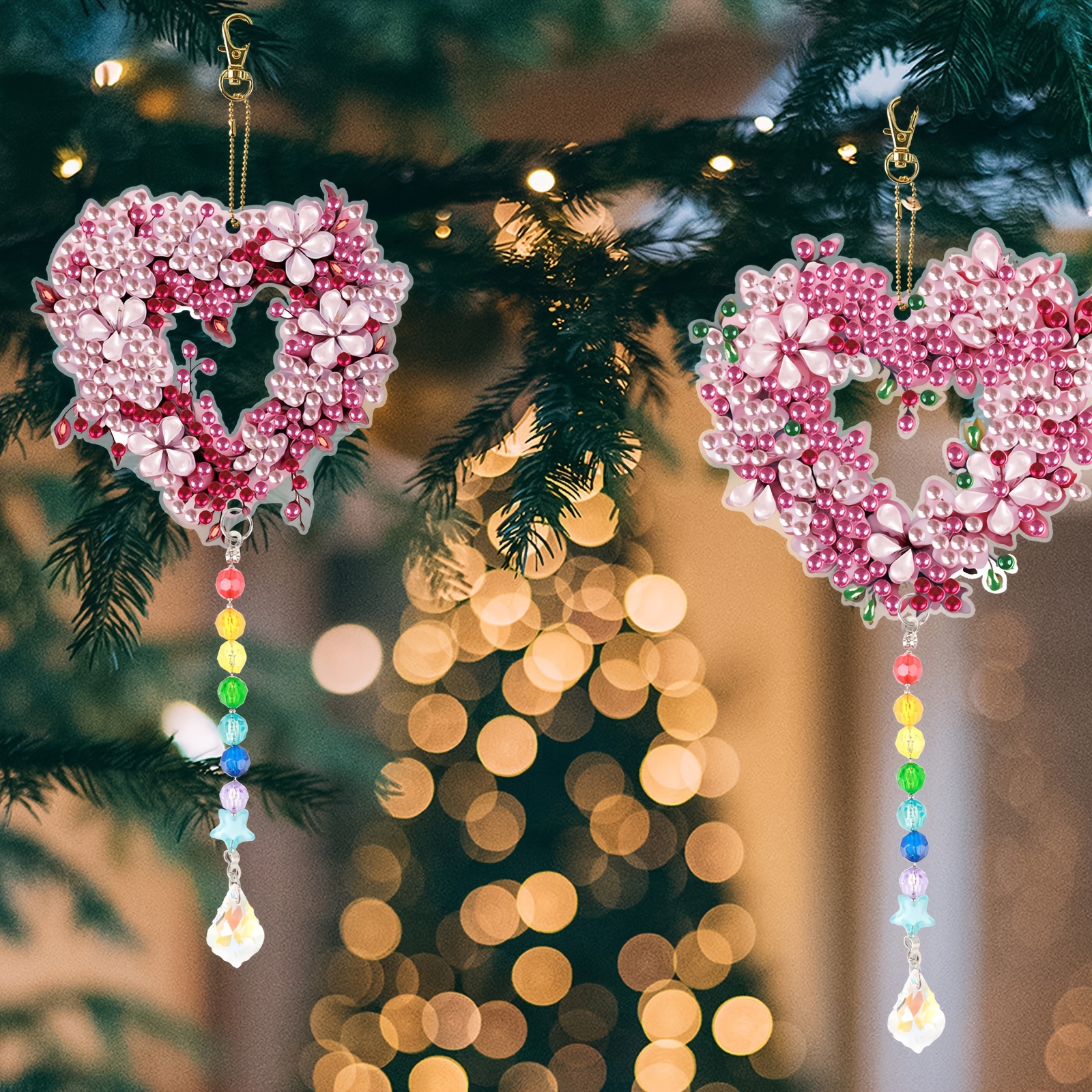 DIY Double Sided Diamond Painting Suncatcher (Christmas red car)