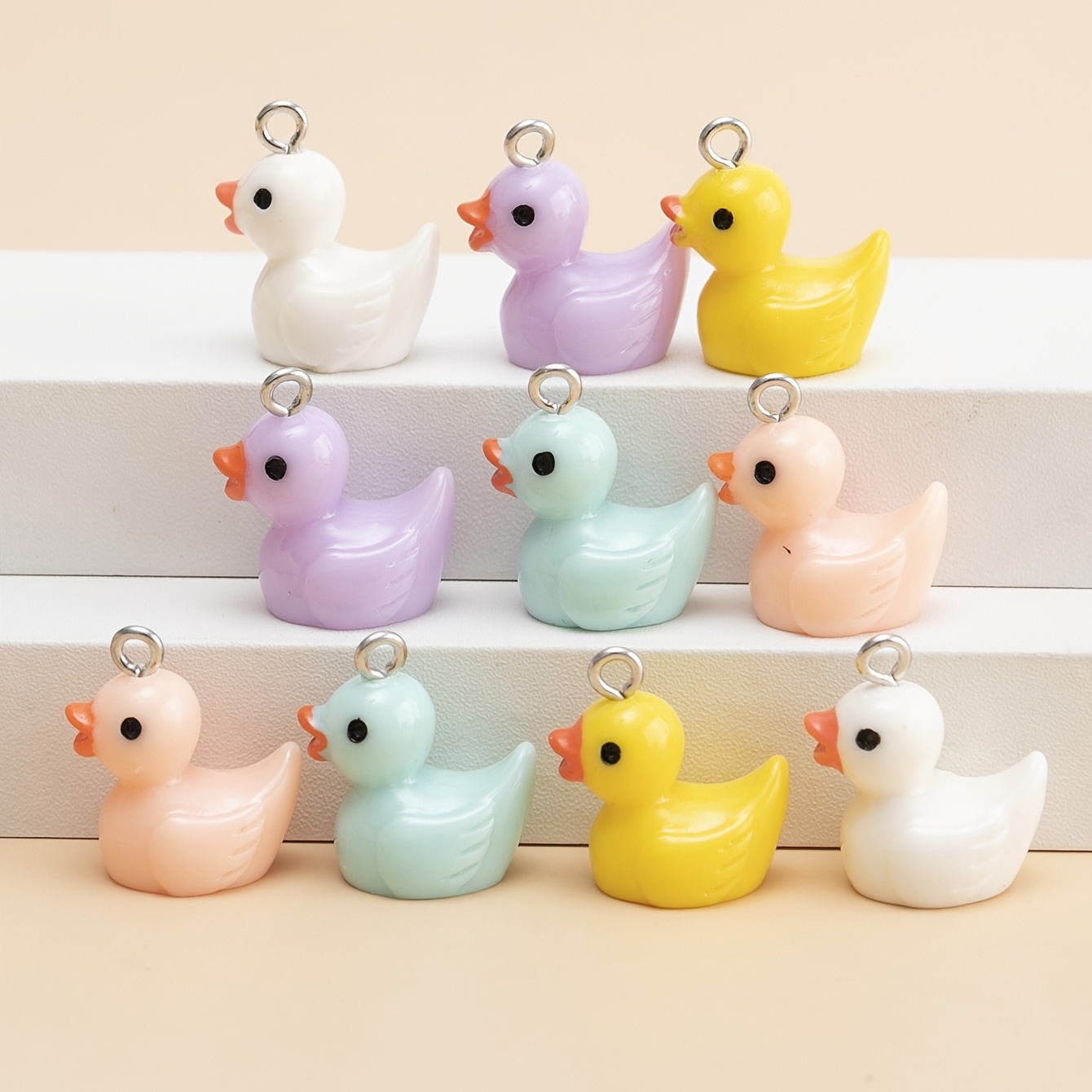 10pcs Duck Resin Earring Charms for DIY