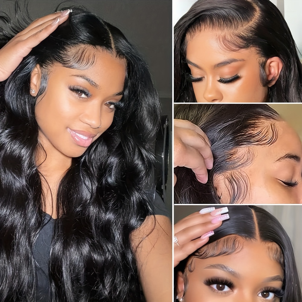 Transparent Lace Deep Wave 4 X 4 13 X 6 Lace Frontal Wig 150%/180% Density  12-28 Inch Natural Black Color Pre-Plucked Natural Hairline Lace Closure