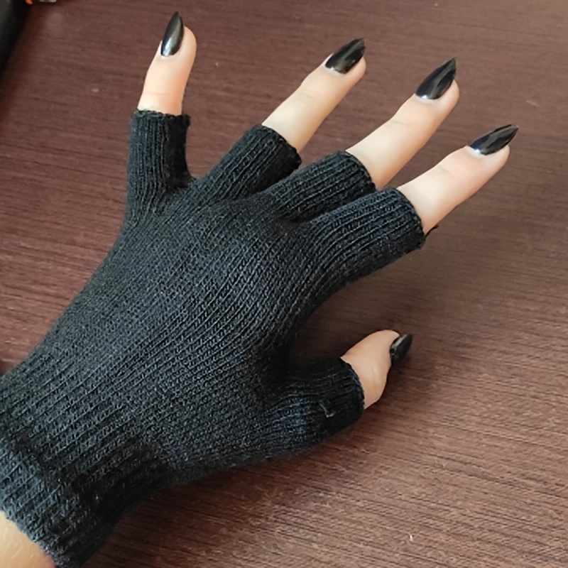Comprar 1 par de guantes de punto elásticos negros para hombre y mujer, sin  dedos, calentadores de invierno