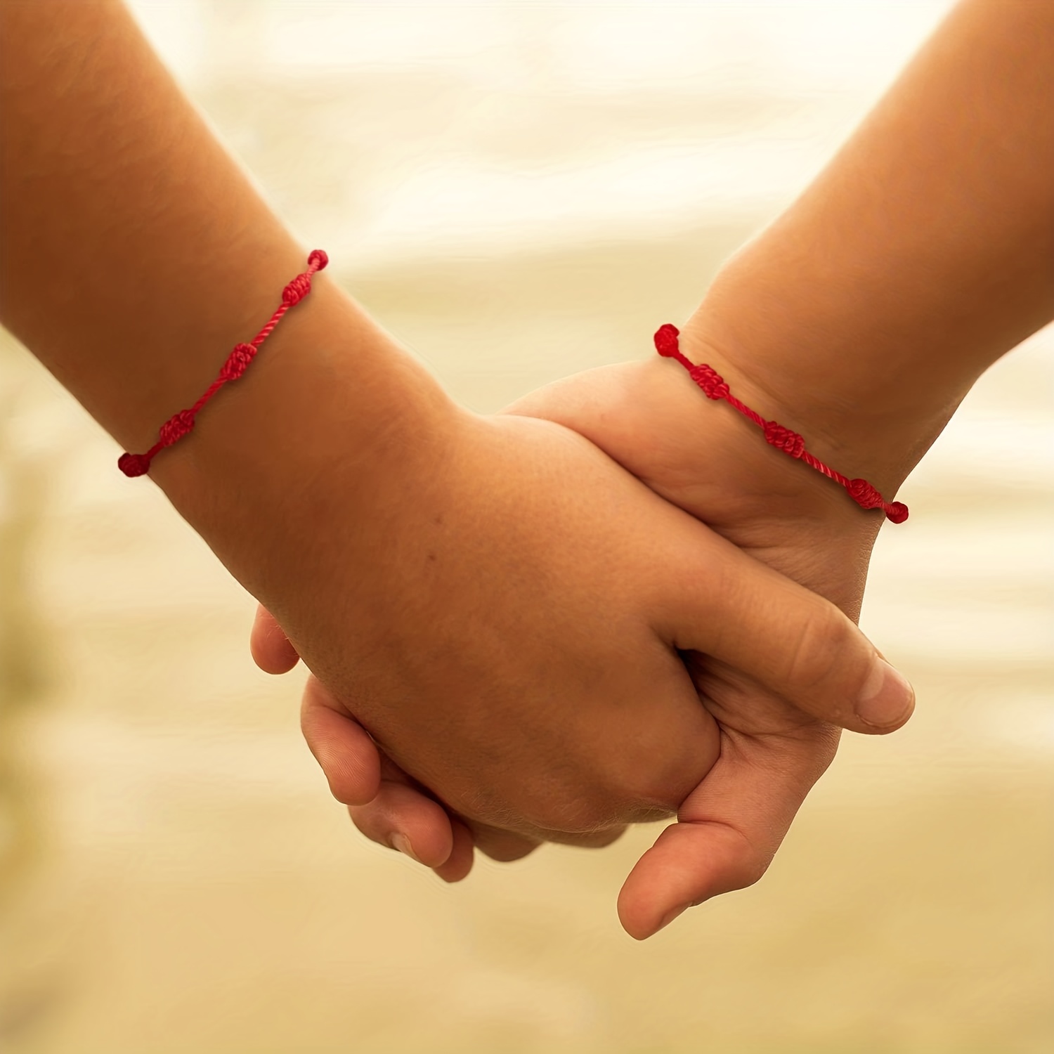 6pcs Classic Simple Red Braided Rope Adjustable Bracelet Set