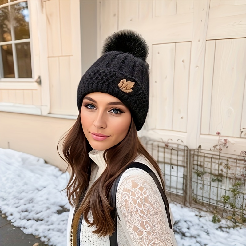 Women's Winter Knitted Beanies Hats, Thick Warm Beanie Skull Hat