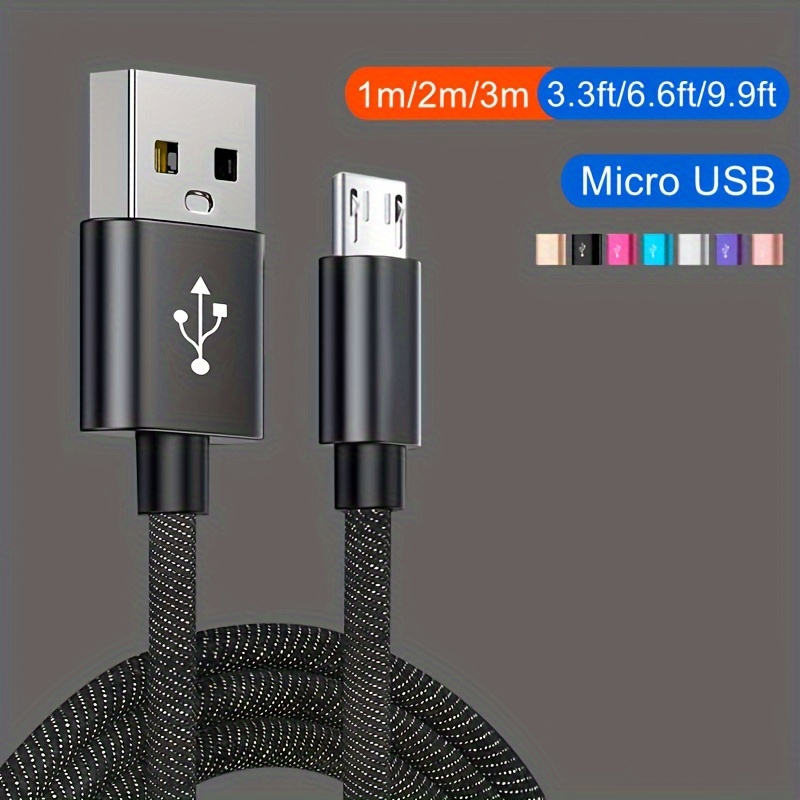 Câble chargeur téléphone micro USB type B mâle vers USB 2.0 1,8m noir :  Chez Rentreediscount Fournitures de bureau