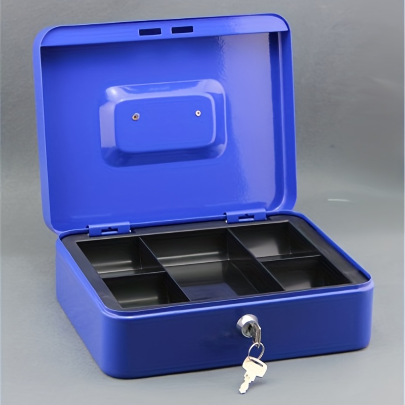 Portable Metal Cash Box With Lock Safe Box Storage Iron Box