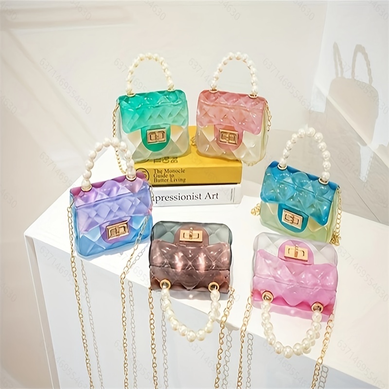 Clear Acrylic Jelly Bag Graffiti Candy Color Handbag  