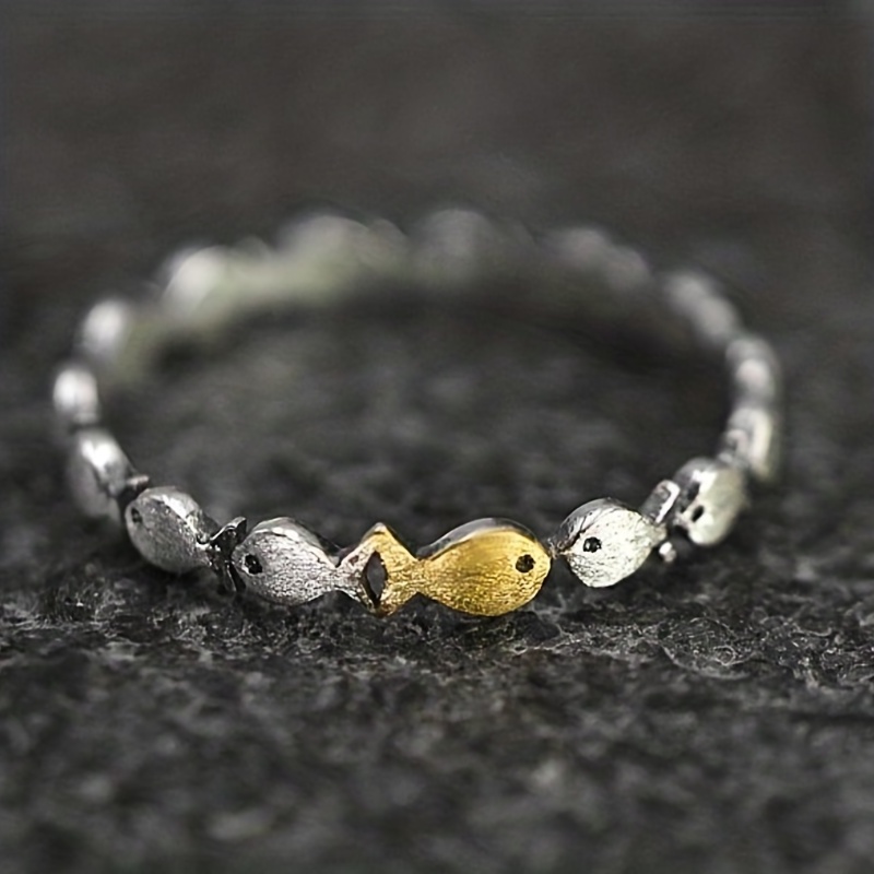 Small Fish Adjustable Open Finger Ring, Women's Accessory