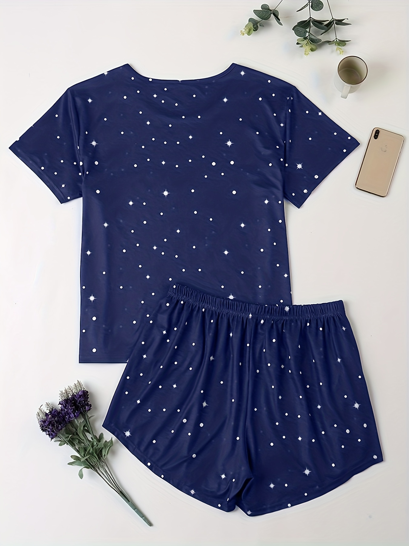 Star Print Tee & Shorts Pajama Set