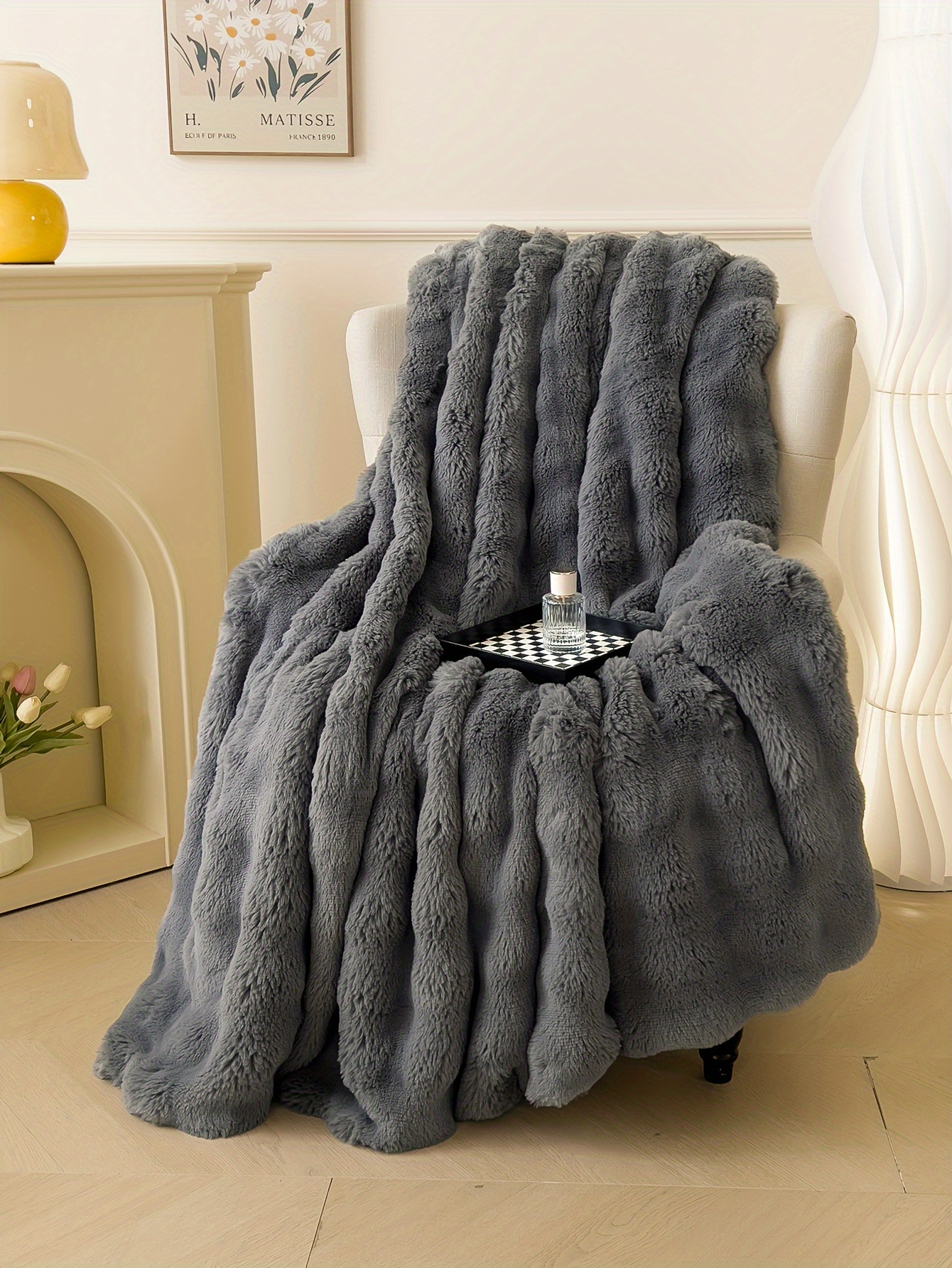 1pc solid color polyester thickened blanket   rabbit short plush blanket bed blanket multi purpose gift blanket for   details 14