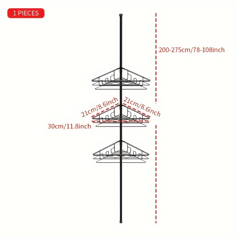 Telescopic shelf for bathroom with 4 shelves