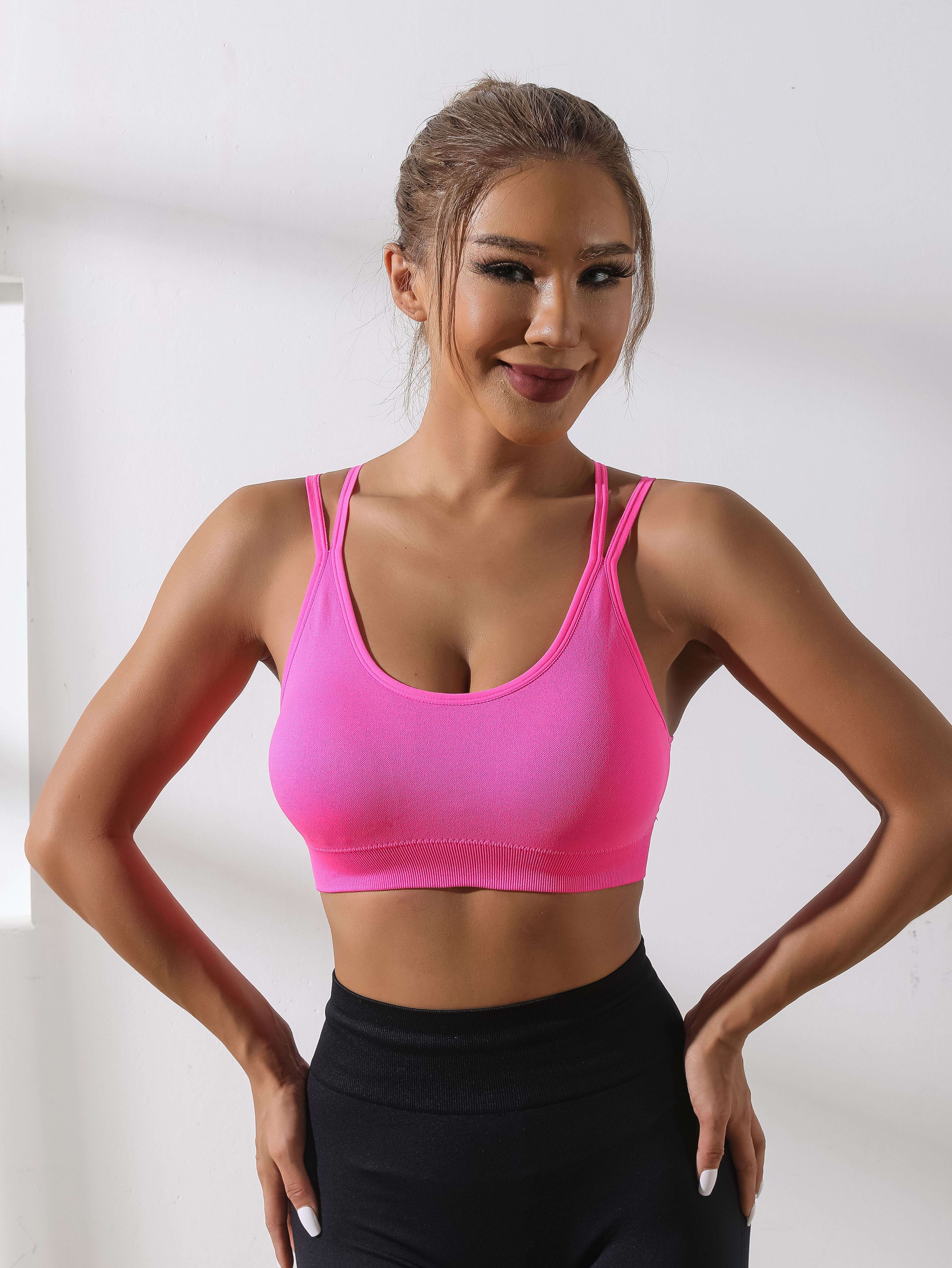 Women's Activewear: Solid Color Seamless Criss Cross Back - Temu