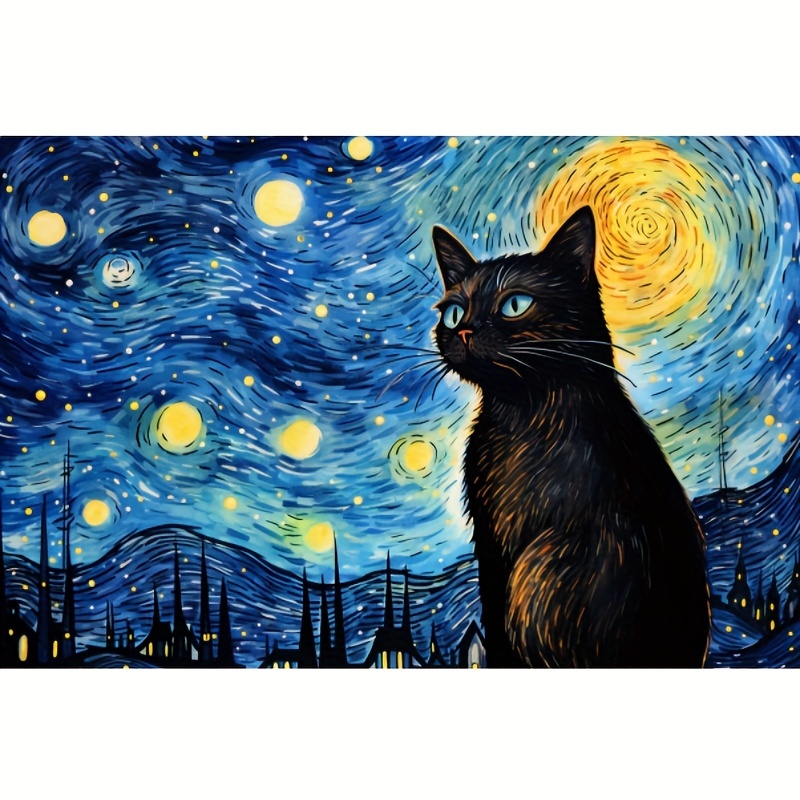 Black Cat Diamond Painting Beautiful Portrait Pet Embroidery House Wall  Displays