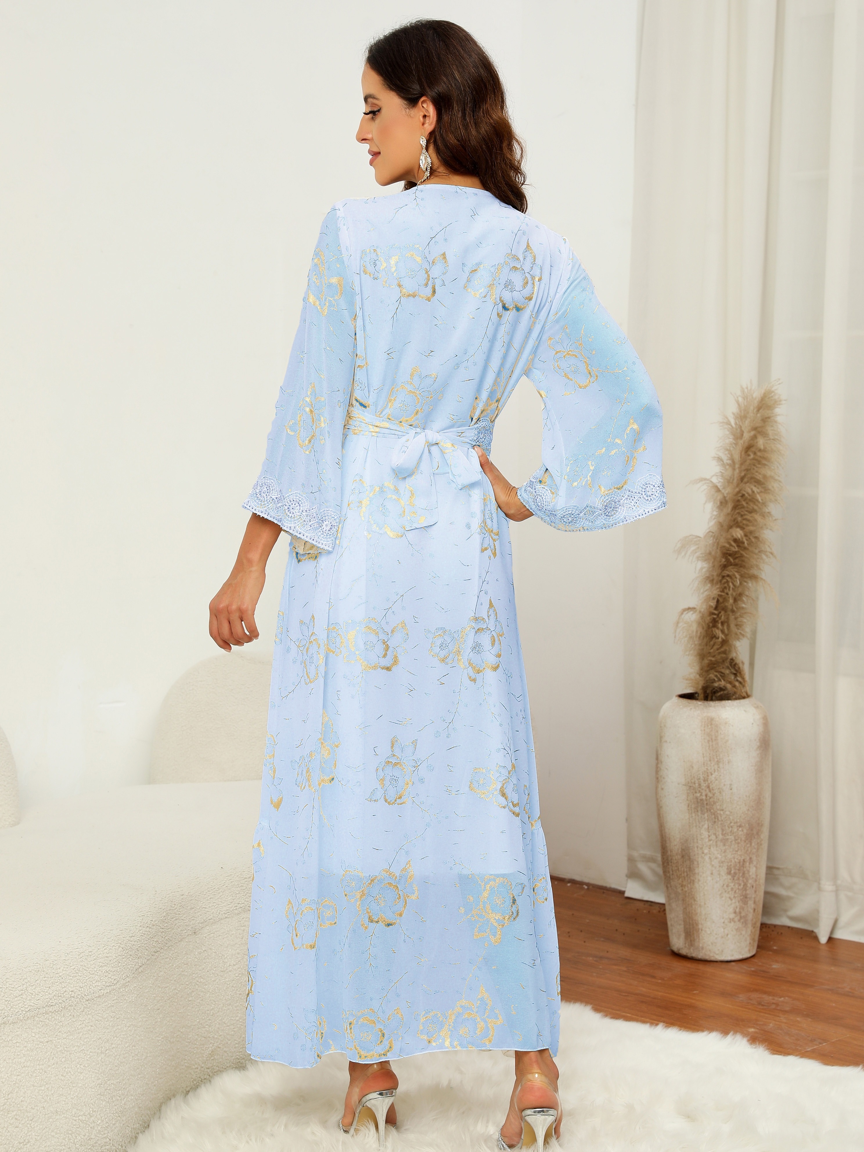 moda oriental nueva vestido largo musulmán estampado mujer Temu