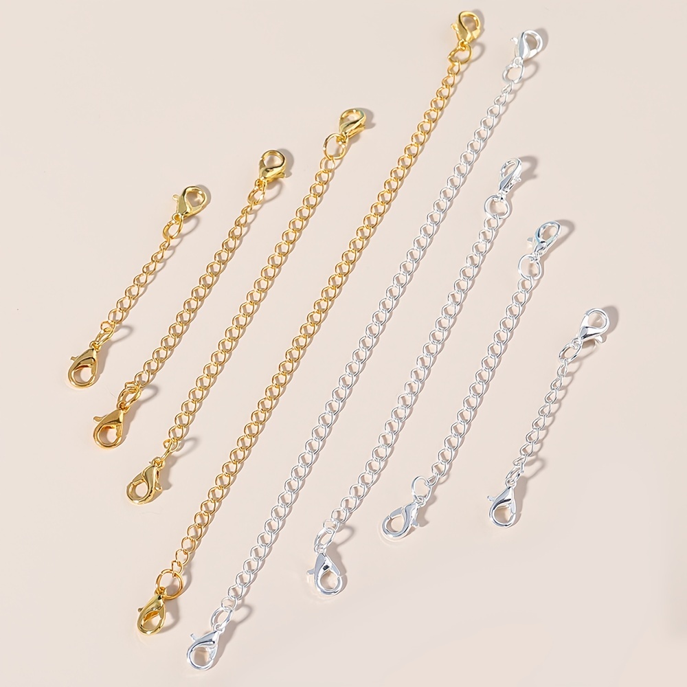 

8pcs Golden Copper Necklace Extension Chain, Copper Necklace Bracelet Anklet Extension Chain With Lobster Clasp And Closures For Jewelry Making (two Pieces Per Pack Per Size, Color Mix 1 Of Each Size)