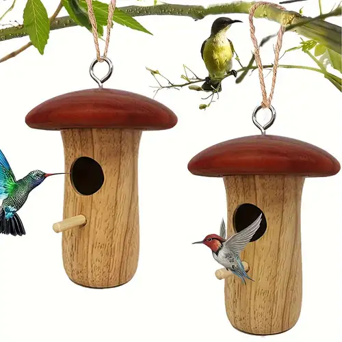 1 Pc En Bois Colibri Bricolage Mini Maison D'oiseau Avec Coeur Forme Ronde  Porte Oiseau Habitat Nid Fournitures - Accessoires Animaux - Temu