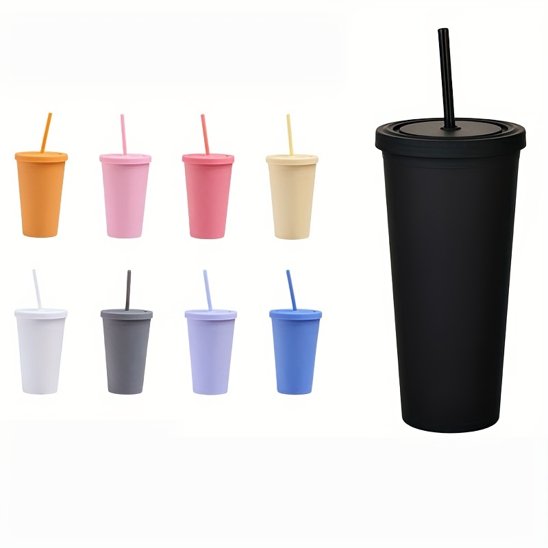 320ml Plastic Cup With Lid and Straw Transparent Bubble Tea Cup Juice Glass  Beer Can Milk Mocha Cups Water Bottle Drinkware