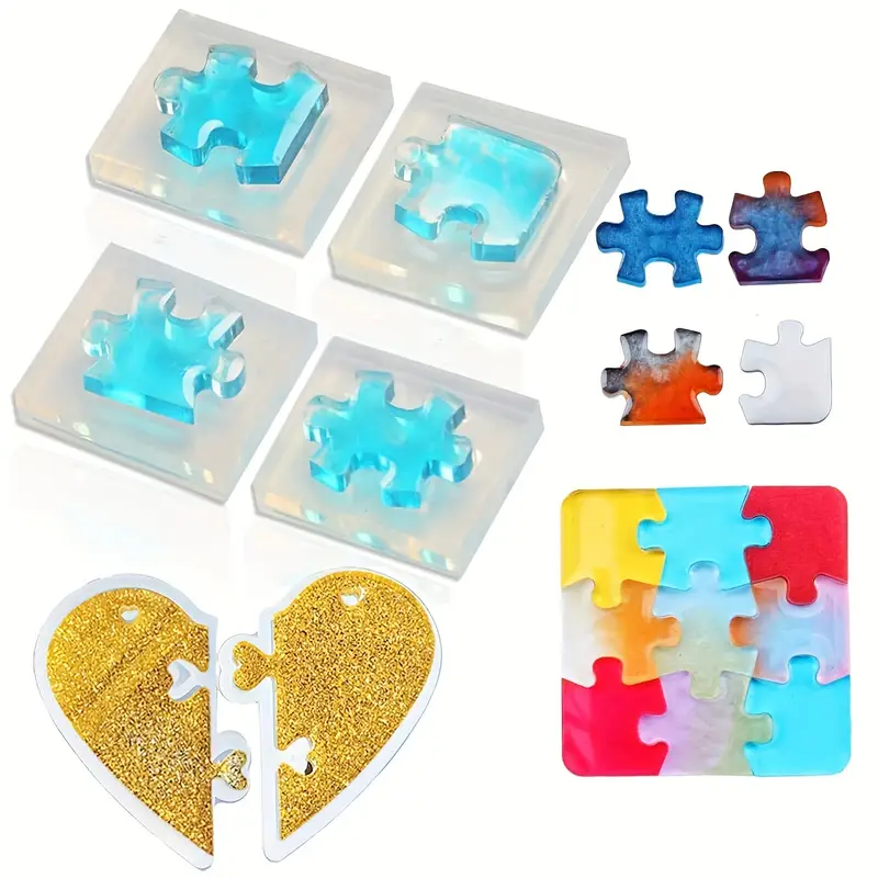 Puzzle Piece Silicone Resin Molds Mini Heart Shaped Puzzle - Temu