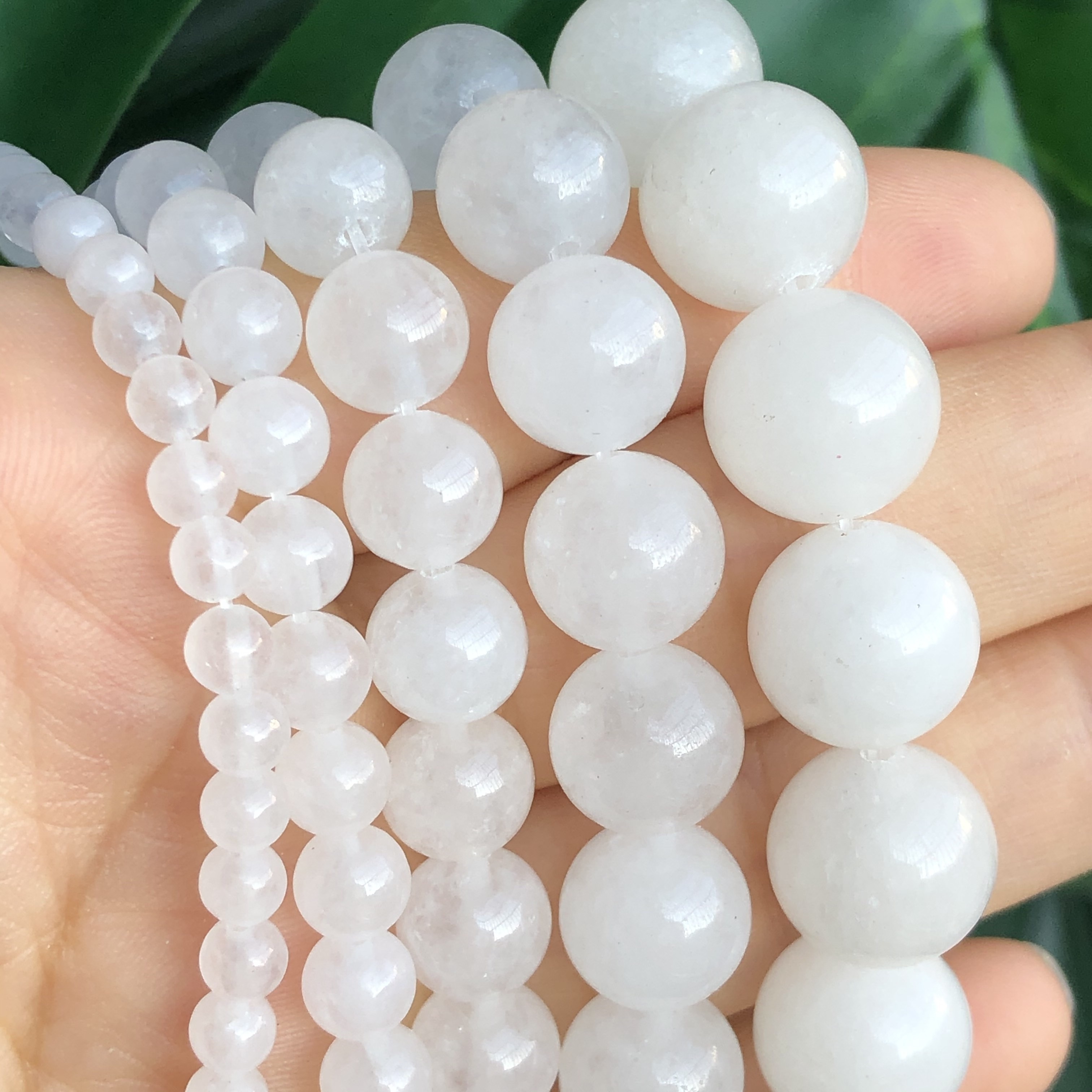 Light Marble Stone Bead Bracelet - 10mm