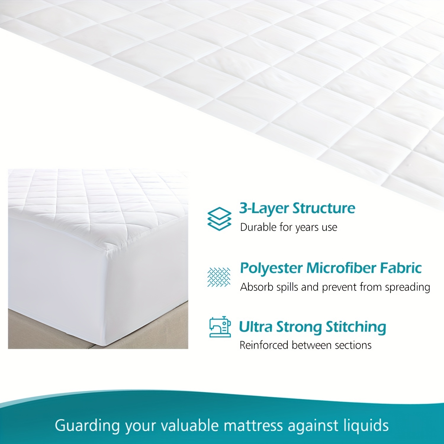 Protector de colchón impermeable con cremallera, tamaño Queen de 60 x 80 x  15 a 18pulgadas, protector de bolsillo extra profundo, protección mejorada
