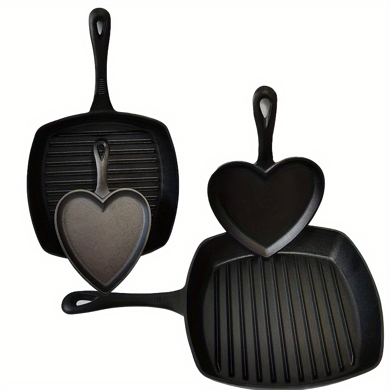 Cast Iron Skillet Set with Handles and Griddle, Pre-seasoned, 6
