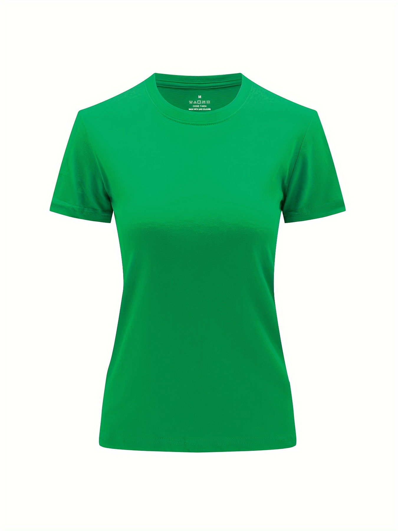 Solid Crew Neck T-Shirt, Casual Short Sleeve Top For Spring & Summer, Women'S Clothing