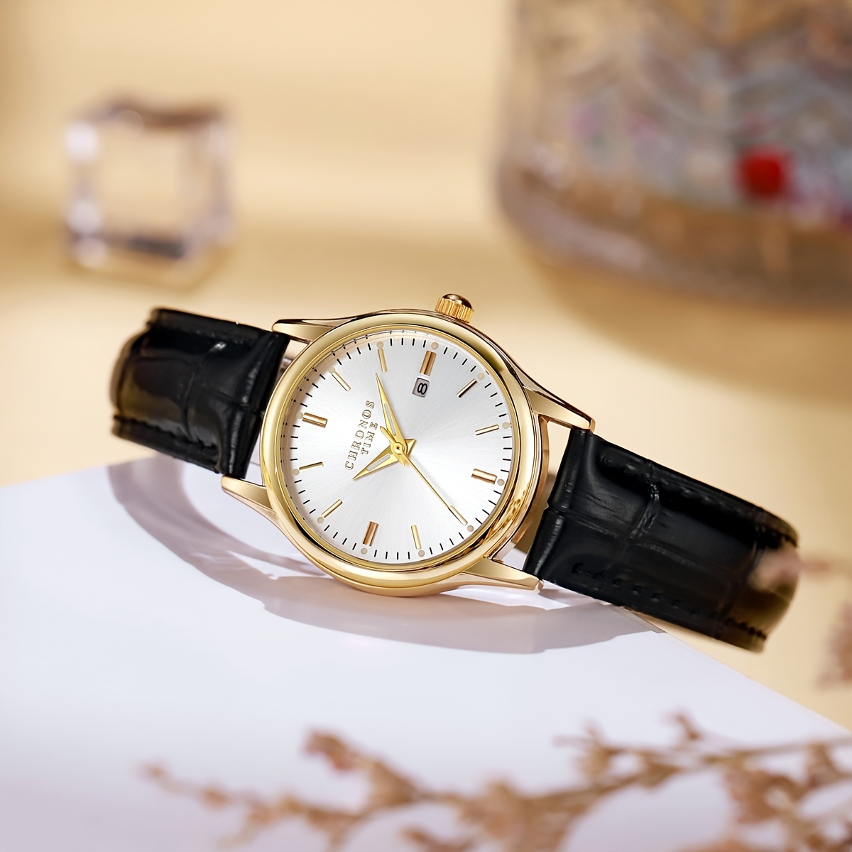 Mens gold watch online white face