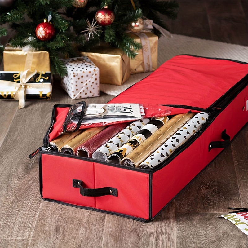 Large Capacity Gift Wrap Organizer With Pockets And Underbed - Temu