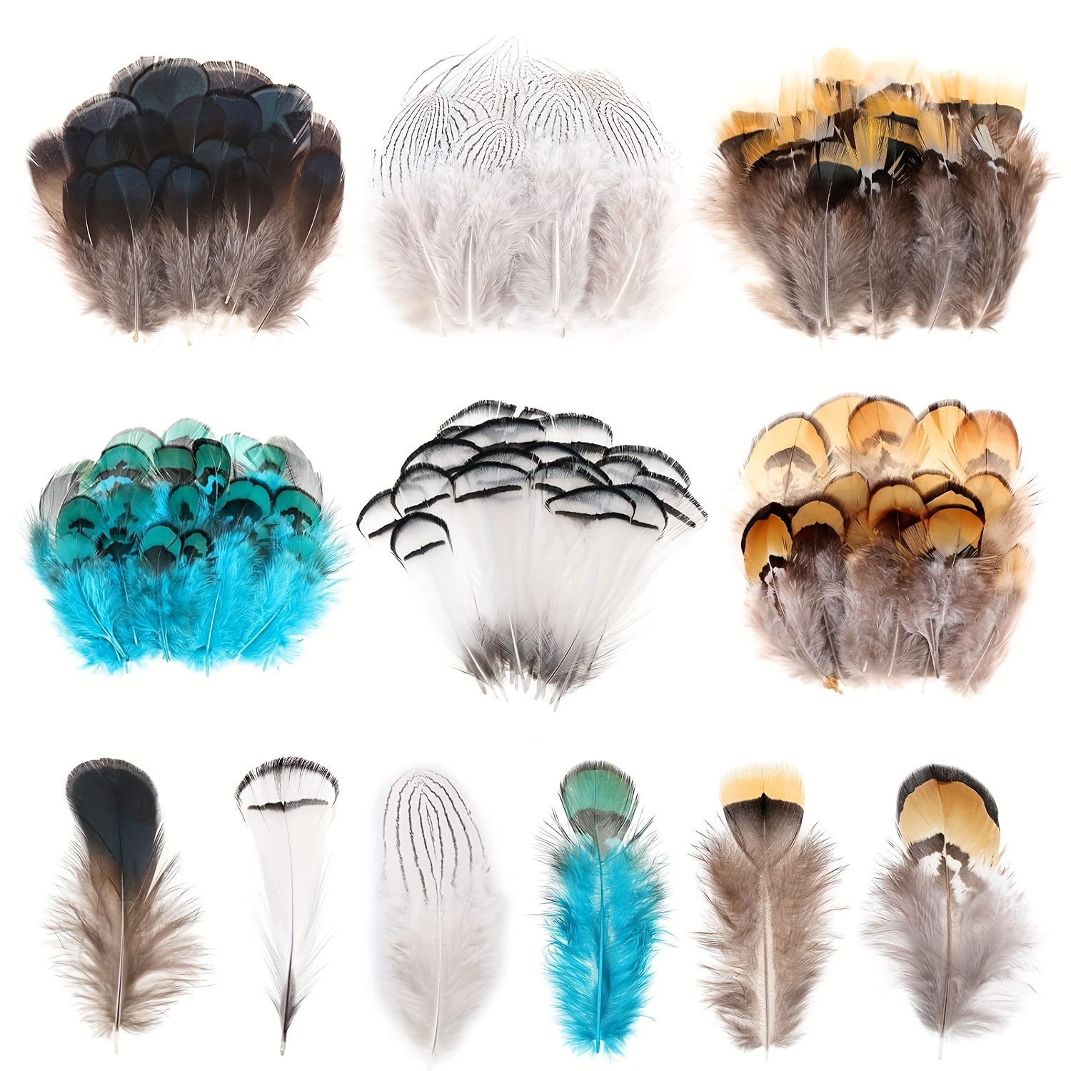 MIX BROWN Hat Feathers, Assorted Natural Feather Packs Accessories