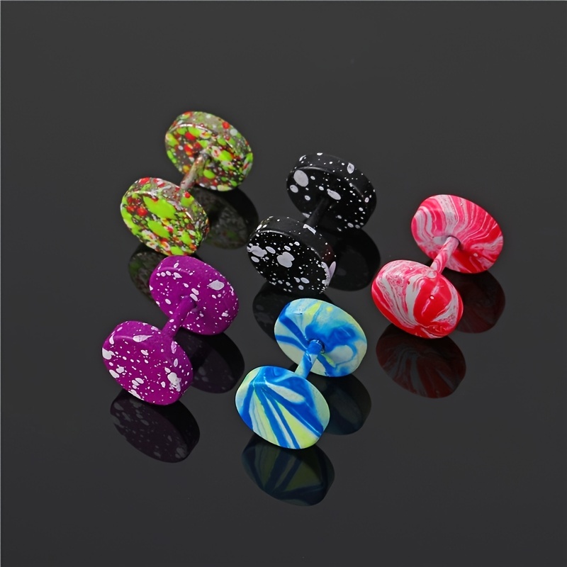 Colorful Painted Barbell Stud Earrings