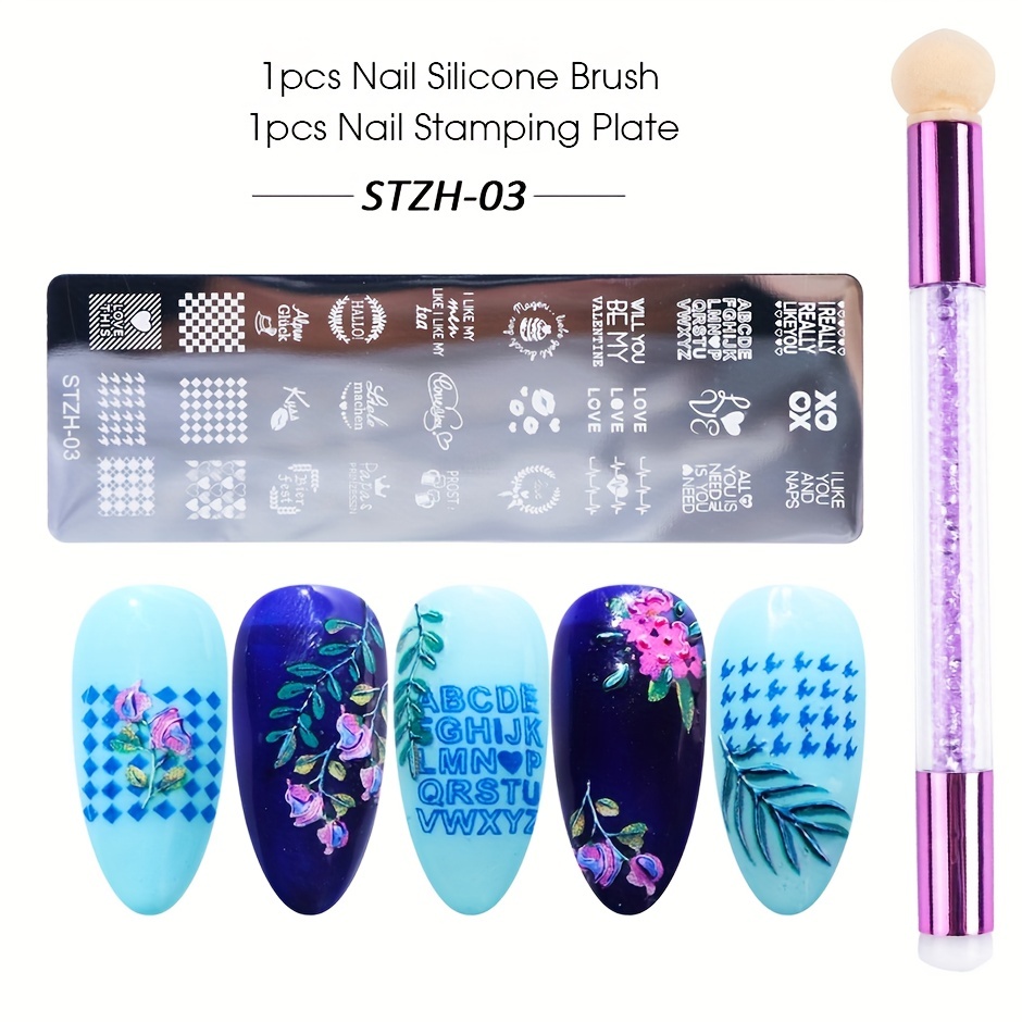 Nail Stamping Plates Silicone Sponge Brush Polish Transfer Stencils Flower  Geometry DIY Template for Nail Tool – the best products in the Joom Geek  online store