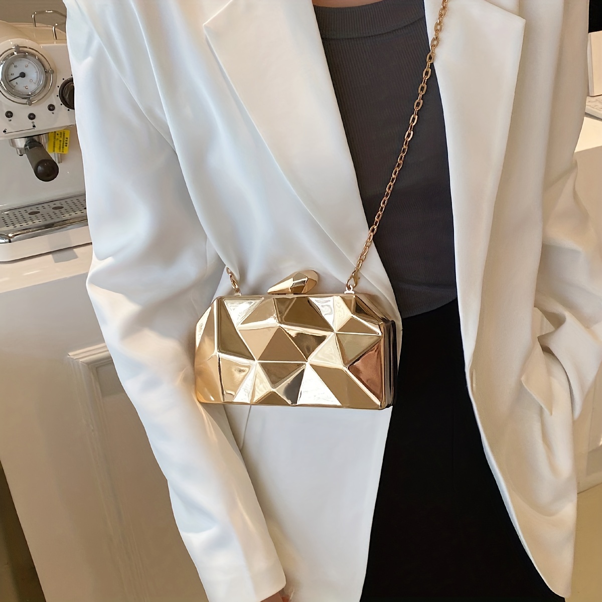 Luxury Gold Women Party Evening Bag For Women Metal Handle Clutch Bag  Handbag Purse Chain Shoulder Crossbody Bag Mini Box Bag