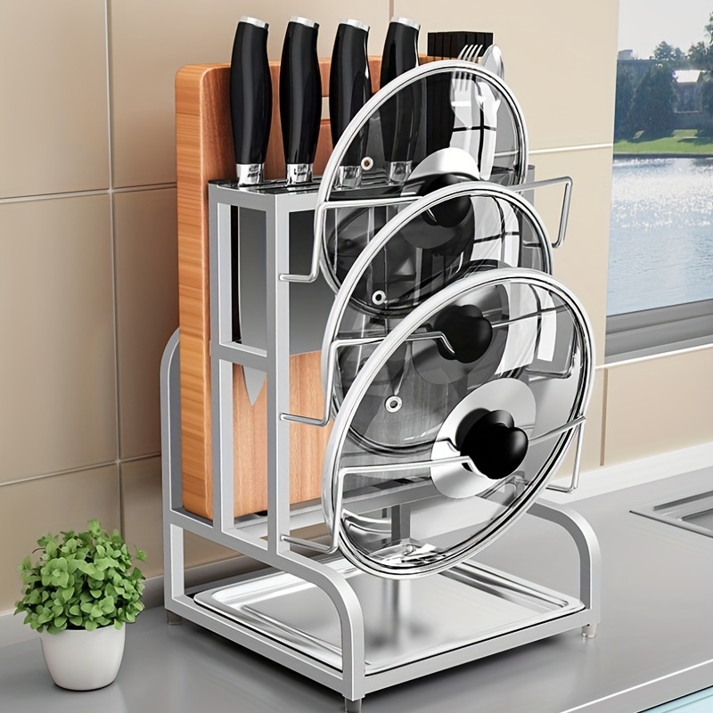 Stainless Steel Dish Drying Rack Pot Lids Holder Dish Rack - Temu