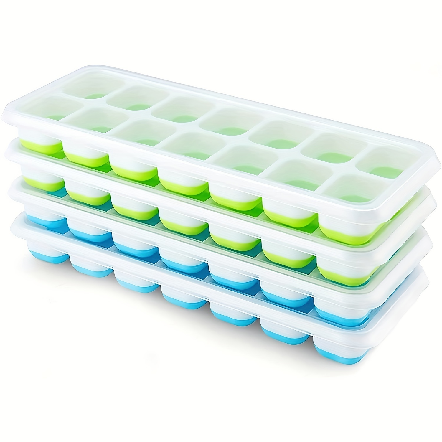 Ice Cube Trays, Easy-Release, Flexible 14 Tray with Spill-Resistant ,  2-Pack