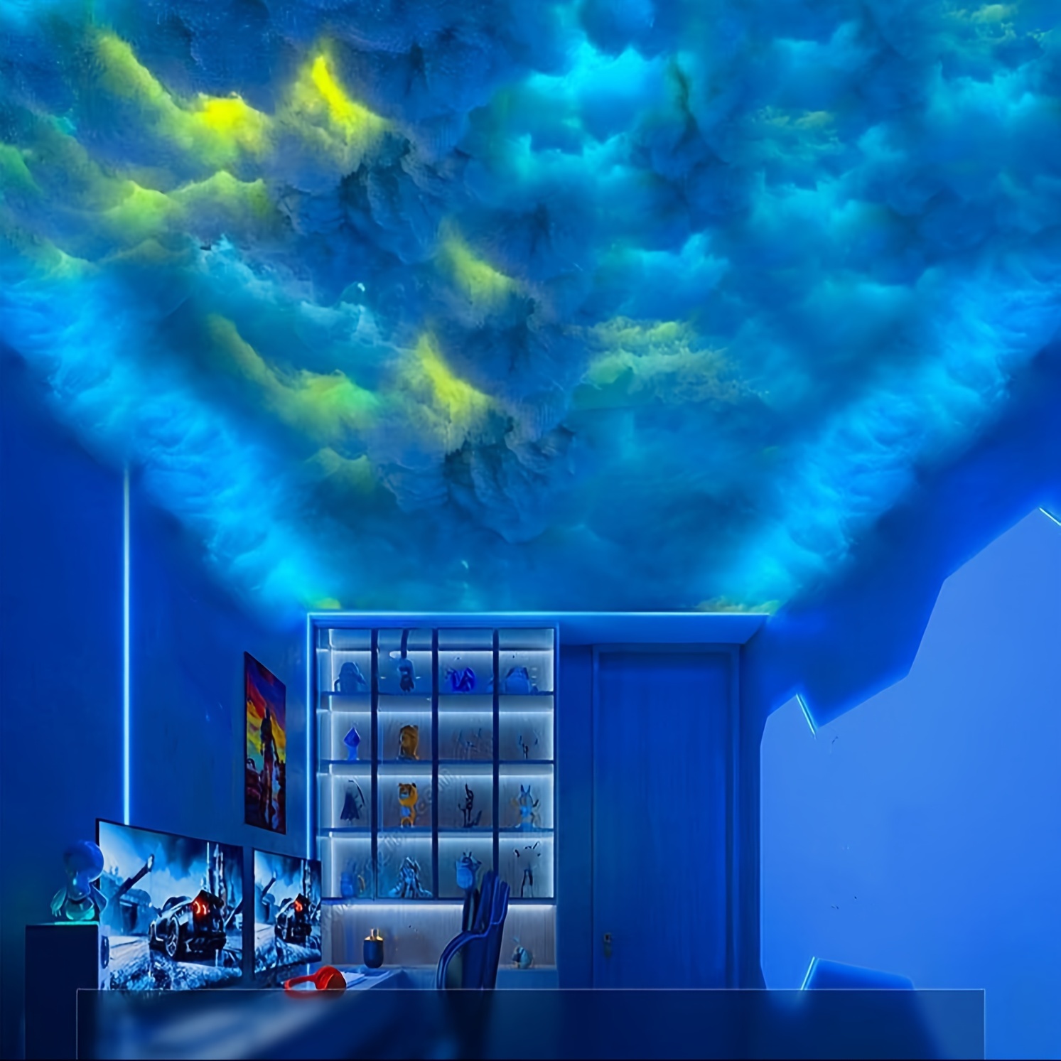 Man Makes 3D Thunder Cloud Ceiling That Flashes Like Lightning