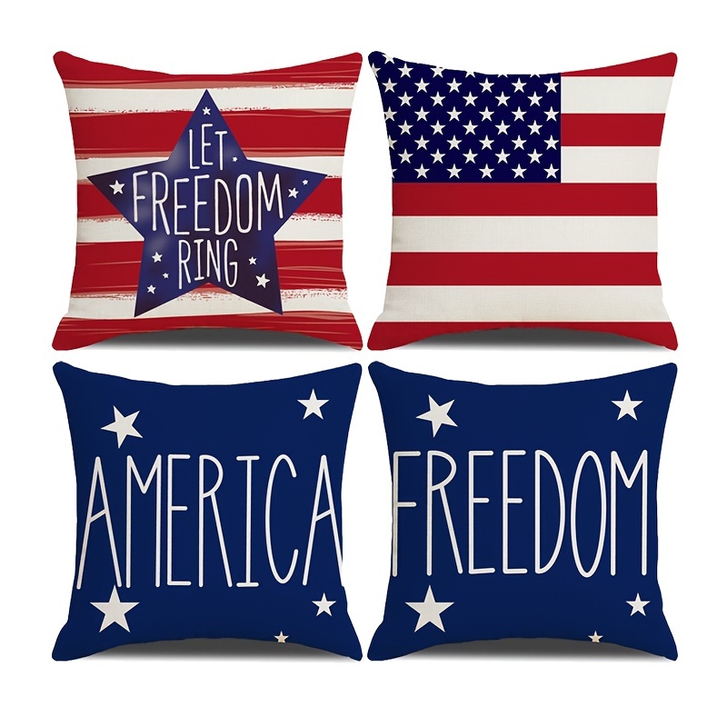 1pc Patriotic Throw Pillow Case 18x18 Inch 4th Of July Pillow Covers American Flag Pillow Covers Memorial Day Independence Day Pillow Cases For Home Outdoor Sofa