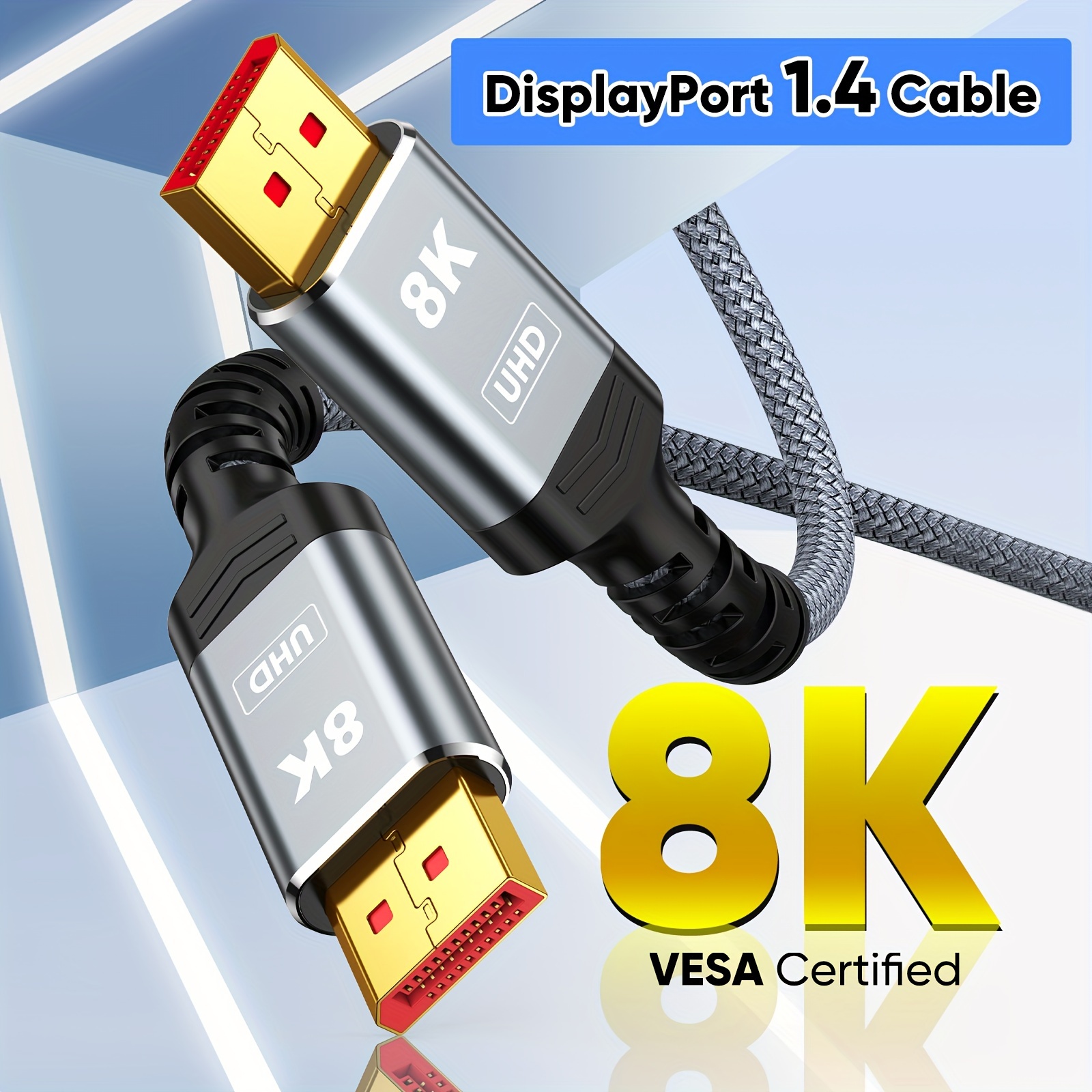 8k 4k Displayport Cable Dp Cable 1.4 [vesa Certified - Temu