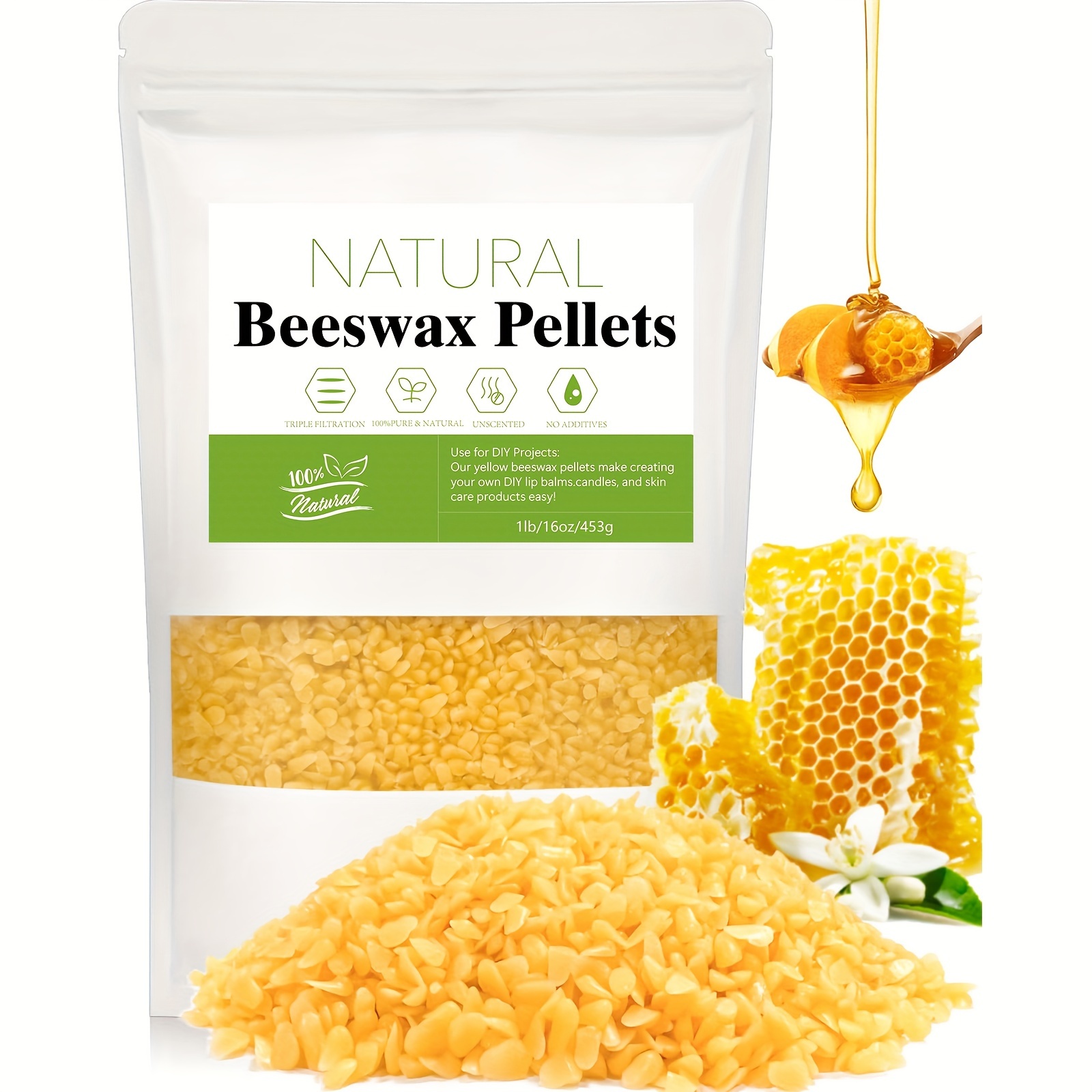 CARGEN Yellow Beeswax Pellets 900g - Beeswax Pastilles Pure Bulk