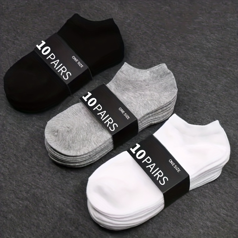 

5/10/30 Pairs Simple Solid Socks, Soft & Lightweight Unisex Low Cut Ankle Socks, Women's Stockings & Hosiery