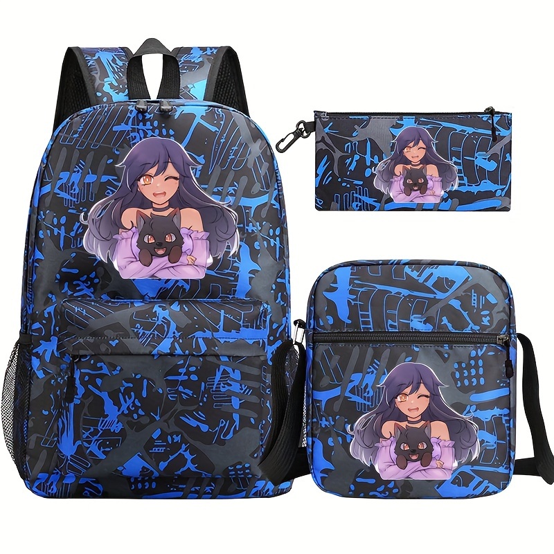 3pcs/set Aphmau Printed Backpack Set With Shoulder Bag Pencil Case